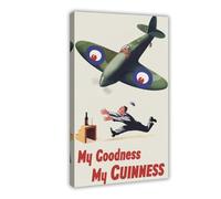 XFATGIA Poster pubblicitario vintage personalizzato per Guinness Fireball Fighter Jet su tela, decorazione per camera da letto, ufficio, camera da letto, regalo, 60 x 90 cm