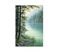 XFATGIA Poster su tela con lago estivo, decorazione per camera da letto, ufficio, stanza, regalo, 30 x 45 cm