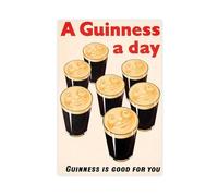 XFATGIA Poster su tela con scritta "Daily Cup of Guinness Black Beer" e tartaruga, decorazione per camera da letto, per ufficio, camera da letto, regalo, 50 x 75 cm