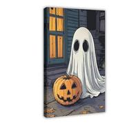 XFATGIA Poster su tela con scritta "The Imp and his Pumpkin Friend", decorazione per camera da letto, ufficio, camera da letto, regalo, 30 x 45 cm