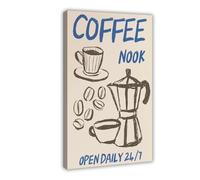 XFATGIA Poster su tela con stampa ad angolo del caffè, decorazione per camera da letto, ufficio, camera da letto, regalo, 60 x 90 cm