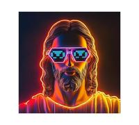 XFATGIA Poster su tela con stampa di Gesù al neon, decorazione artistica da parete per soggiorno e camera da letto, 50 x 50 cm