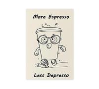 XFATGIA Poster su tela, motivo: "More Espresso, Less Espresso", decorazione per camera da letto, ufficio, camera da letto, regalo, 40 x 60 cm