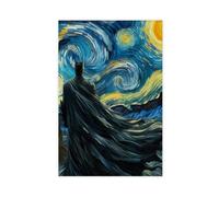 XFATGIA Poster su tela opaca con immagine del cavaliere oscuro e stella notturna, decorazione artistica da parete per soggiorno e camera da letto, 50 x 75 cm