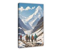 XFATGIA Poster su tela, stile retrò, motivo: Dolagiri Peak Nepal, decorazione per camera da letto, ufficio, camera da letto, regalo, 60 x 90 cm