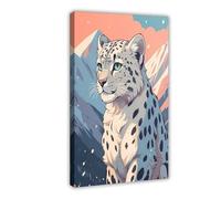 XFATGIA Poster vintage su tela, motivo: leopardo delle nevi, decorazione per camera da letto, ufficio, camera da letto, regalo, 20 x 30 cm
