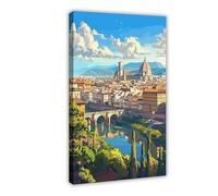 XFATGIA Stampa artistica da parete con stampa turistica di Firenze, decorazione artistica da parete per soggiorno, camera da letto, 30 x 45 cm