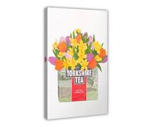 XFATGIA Stampa artistica su tela, motivo: Yorkshire Tea Tulip e Narciso, decorazione per cucina, camera da letto, ufficio, camera da letto, regalo, 20 x 30 cm