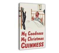 XFATGIA Stampa artistica su tela, stampa artistica personalizzata di Guinness, poster pubblicitario natalizio, decorazione per camera da letto, ufficio, camera da letto, regalo, 50 x 75 cm