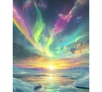 XFENDOUDOU Completi per bambini da ricamare punto croce Paesaggio di ombre estreme Embroidery Starter Kit per Decorazione Domestica 16x20inch