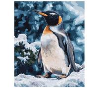 XFENDOUDOU Completi per bambini da ricamare punto croce Piccolo pinguino nella neve Embroidery Starter Kit per Decorazione Domestica 16x20inch