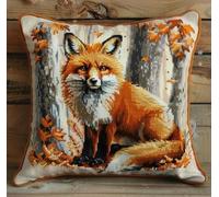 XFENDOUDOU Kit Cuscini Punto Croce Volpe dei boschi Kit Da Ricamo 45x45cm Prestampato Set per Punto Croce Cuscino Decorativo