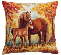 XFENDOUDOU Kit Cuscino Punto Croce Cavallo animale Ricamo Principianti Cuscini Decorativi 45 x 45 cm Accessori Per Lavoretti Creativi DIY Casa Decor Hobby Adulti Cross Stitch
