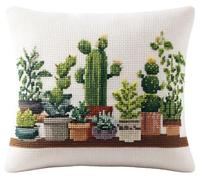 XFENDOUDOU Kit Cuscino Punto Croce Pianta il cactus Ricamo Principianti Cuscini Decorativi 45 x 45 cm Accessori Per Lavoretti Creativi DIY Casa Decor Hobby Adulti Cross Stitch