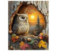 XFENDOUDOU Kit de broderie au point de croix estampé Gufo nel buco dell'albero segnalibri fai da te kit punto croce per principianti 16x20inch