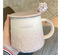 Xfeyaqlo Tazza Coniglio Bello Tazze Sakura, Tazza con Coperchio e Cucchiaino, Tazza Caffè 420ml Tazze Colazione Ceramica, Un'Ottima Scelta Regalo (Viola)