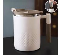 Xfeyaqlo Tazza Termica Tisana 450ml Tazza Caffe Termica Tazza Termica con Manico Bicchiere Termico per Tisane Tazza con Infusore Tazze da The, Acciaio Inox 304, Plastica PP (Beige)