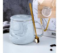 Xfeyaqlo Tazza Tisana, Tazze da The Modelli in Marmo, 400ml Tazza Te con Infusore Ceramica, Elegante Partner per Il Tè Pomeridiano, Ottima Scelta Regalo (Grigio)