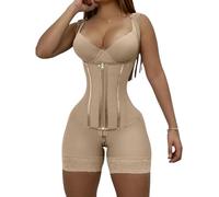 XFLHXY Guaina Modellante per Donna, Corsetto con Cerniera Tinta Unita, Vita Alta, Controllo Della Pancia, Sollevamento Dei Glutei, Body Modellante per Allenamento Della Vita(Beige,M)