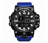 XFLHXY Orologio Digitale a LED da Uomo, Orologio Sportivo da Uomo, Orologio Elettronico Multifunzione, Orologio Sportivo Militare(Blue)