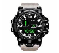 XFLHXY Orologio Digitale a LED da Uomo, Orologio Sportivo da Uomo, Orologio Elettronico Multifunzione, Orologio Sportivo Militare(Gray)