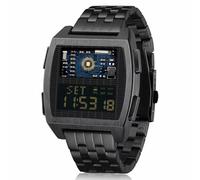 XFLHXY Orologio Digitale da Uomo, Stile Retrò Industriale in Metallo, Impermeabile 50m, Orologi Sportivi da Uomo, Ora Mondiale, Reloj de Hombre