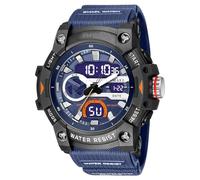 XFLHXY Orologio Sportivo Analogico da Uomo, Orologio Militare, Cronometro a LED, Digitale Elettronico, Ampio Doppio Display, Impermeabile, Tattico, Esercito, Orologio da Polso(Blue)