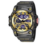 XFLHXY Orologio Sportivo Analogico da Uomo, Orologio Militare, Cronometro a LED, Digitale Elettronico, Ampio Doppio Display, Impermeabile, Tattico, Esercito, Orologio da Polso(Gold)