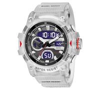 XFLHXY Orologio Sportivo Analogico da Uomo, Orologio Militare, Cronometro a LED, Digitale Elettronico, Ampio Doppio Display, Impermeabile, Tattico, Esercito, Orologio da Polso(White)