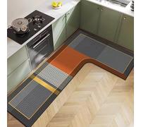 XFLHXY Tappetino da Cucina Angolare per Lavello, Tappeto a Forma di L in Un Unico per la Cucina, Tappeto da Cucina con Stampa Floreale Antiscivolo Davanti al Lavello(Color2,80 * 150cm)