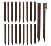 XFLOFE - Confezione da 20 picchetti per bordi paesaggistici, spessore 10 paletti da terra per ancoraggio, in plastica, per bordi e terrazze e giardino (marrone)