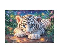 XFlower Field Lying Tiger Puzzle 1000 Pezzi Rompicapo Creativo Artistico Cute Pets Warm The Heart Stimolo Della Creatività Attività Per Il Tempo Libero Regalo Per Persone Creative 1000 PCS