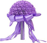XFLSDHGD 1/2/4/6 pz 25,4 cm bouquet di fiori per sposa damigella d'onore bouquet di rose finte composizioni floreali w/diamante e nastri morbidi per decorazioni di nozze