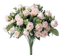 XFLSDHGD 1 PC Fiore Artificiale 10 Teste di Rosa di Seta con Foglie di eucalipto Simulazione di plastica Fiore Rosa Composizione Decorazione per la casa per Matrimoni Fai -da -Te