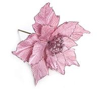XFLSDHGD 12 fiori artificiali a forma di stella di Natale, 28 x 24 cm, fiori finti glitterati, ghirlanda di Natale, ornamenti per albero di Natale, decorazioni per feste di nozze