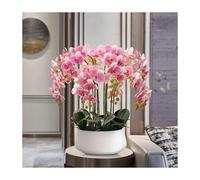 XFLSDHGD Faux Orchid Artificiale Fiori in pentola in Ceramica, Grande Composizione Floreale di falaenopsis di Seta Centrotavola Floreali per Sala da Pranzo Decorazione Interno