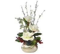 XFLSDHGD Fiori Artificiali con Ceramica Vase Silk Fallo Finori Flower Disposition per centrotavola per Feste di Nozze Dispositivo per la casa