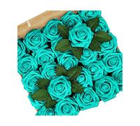 XFLSDHGD Fiori Artificiali per Decorazione 25 Pezzi Rosici Finti in Schiuma dall'aspetto Reale con steli centrifulli per Bouquet di Nozze Fai -da -Te Decorazioni per la casa