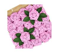 XFLSDHGD Fiori artificiali per decorazione, 25 rose finte in schiuma dall'aspetto reale, con steli, fai da te, bouquet nuziale, centrotavola, torta per feste, decorazioni per la casa