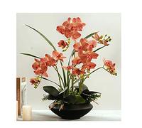 XFLSDHGD Fiori di orchidea artificiali con vaso in ceramica simulazione Phalaenopsis bouquet bonsai fiori di seta finti piante in vaso decorazioni per la casa centrotavola ornamenti da bagno