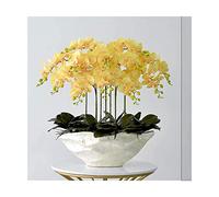 XFLSDHGD Grande Orchidea Artificiale con Vaso Bianco Decorativo Decorativo Phalaenopsis Disposizione di Fiori Artificiali Artificia