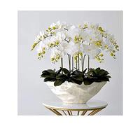 XFLSDHGD Grande Orchidea Artificiale con Vaso Bianco Decorativo Decorativo Phalaenopsis Disposizione di Fiori Artificiali Artificia