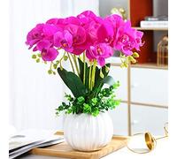 XFLSDHGD Mini Orchide Artificiale Finori Finti con Vaso Bianco per Bouquet per Matrimoni per Home Office per Decorazioni da scrivania da Tavolo da casa (Colore: a)