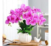 XFLSDHGD Mini Orchide Artificiale Finori Finti con Vaso Bianco per Bouquet per Matrimoni per Home Office per Decorazioni da scrivania da Tavolo da casa (Colore: a)
