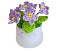 XFLSDHGD Mini Piante in Vaso in Vaso a Mano Fiori a Maglia a Mano Fiori Artificiali in Vaso Ornamenti Desktop per Uso Domestico per Auto