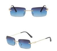 XFLSDHGD Occhiali da Sole retrò Donna Moda glassata Gradiente Senza Bordo Sfumature Taglienti Lenti Signori degli Occhiali Senza Telaio