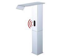 XFLSDHGD Rubinetto da Bagno con sensore Automatico - Chrome Tall Waterfall Basin Tap Batteria per Acqua Calda e Fredda Funzionamento senza Contatto per i Bagni Moderni