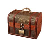 XFLSDHGD Scatola di gioielli Custodia in legno vintage con contenitore contenitore di immagazzinaggio Scatola per bib Bounget Pearl Ring Wood Treasure Box (Colore: una dimensione: 14x10x9.5) (A