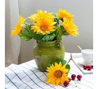 XFLSDHGD Silk finte Seta di Girasole Fiori Bouquet Solare Fiore Ceramica retrò Vaso Fiore Finta Decorazione di Fiori di Seta Fiore per casa Tavolo da Ufficio Decorazione (Colore: b)