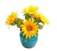 XFLSDHGD Silk finte Seta di Girasole Fiori Bouquet Solare Fiore Ceramica retrò Vaso Fiore Finta Decorazione di Fiori di Seta Fiore per casa Tavolo da Ufficio Decorazione (Colore: b)